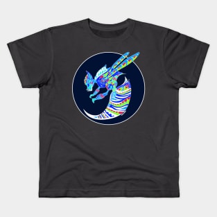 blue bee the mexican kaiju with totonac patterns Kids T-Shirt